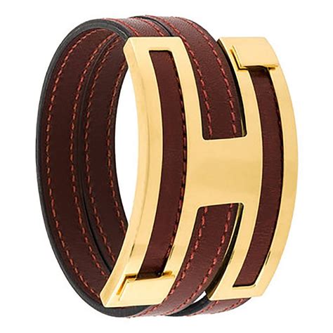 hermes leather h bracelet.